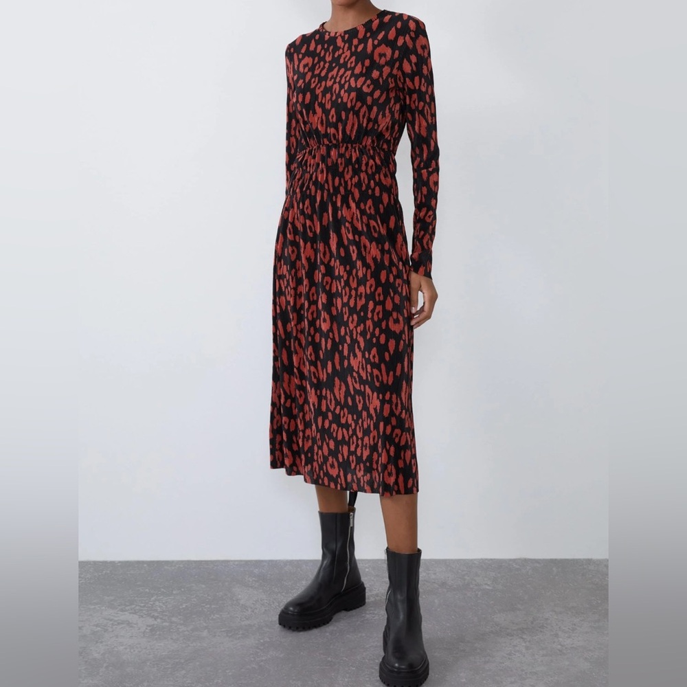 Zara, leopard print Large, Ankle Length Dress